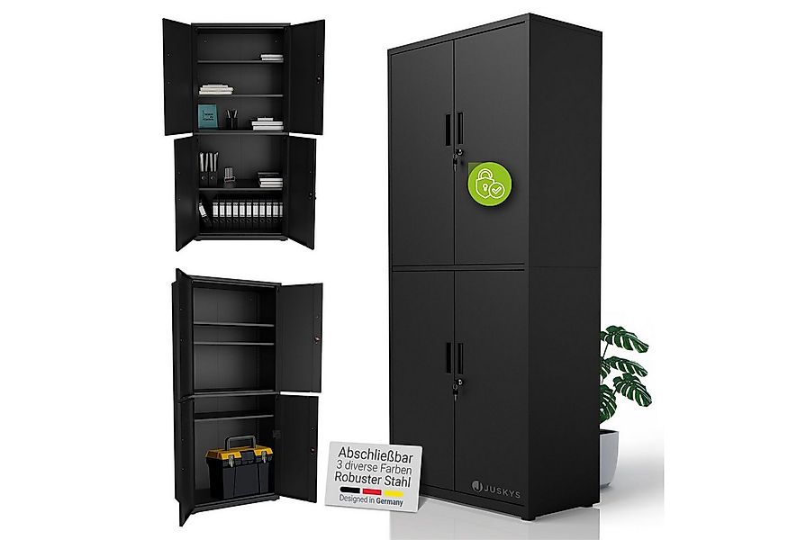 Juskys Aktenschrank abschließbarer Metallschrank, 2 Schlüssel, 3 Einlegeböd günstig online kaufen