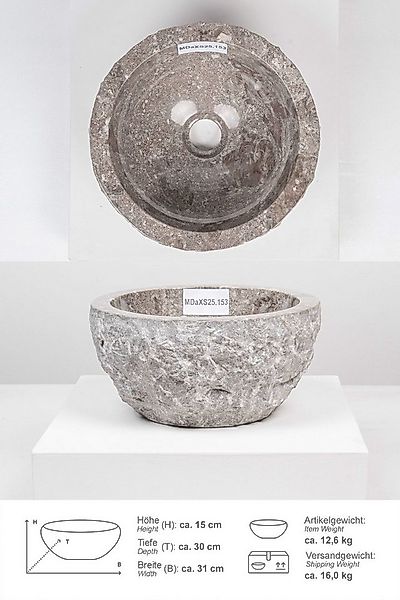 wohnfreuden Aufsatzwaschbecken Erosi Marmor Waschbecken 30 cm grau (Kein Se günstig online kaufen