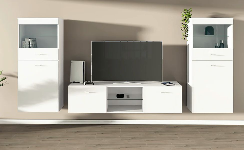 borchardt Möbel Wohnwand "Scala, moderne Mediawand mit Vitrinen und Lowboar günstig online kaufen
