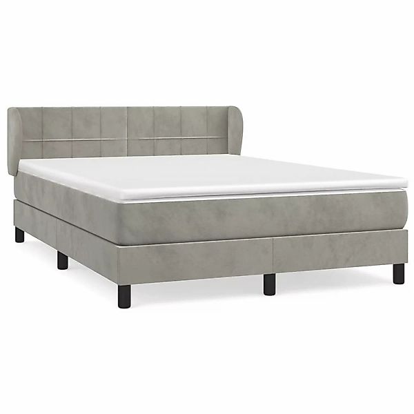 vidaXL Boxspringbett mit Matratze Hellgrau 140x200 cm Samt1399457 günstig online kaufen