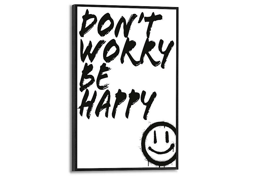 Reinders! Poster Don't Worry, Toilette - Be Happy - Schwarz-Weiß - MDF - Sp günstig online kaufen