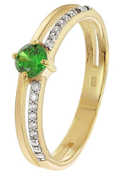 trendor Goldring DamenGold 333/8K mit synthetischem Smaragd und Zirkonias günstig online kaufen