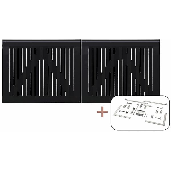 Doppeltor Nagano Nadelholz Schwarz 200 cm x 80 cm günstig online kaufen