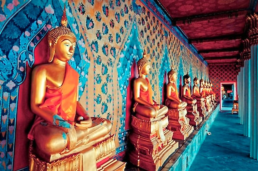 Papermoon Fototapete »Golden Statues of Buddha« glatt günstig online kaufen