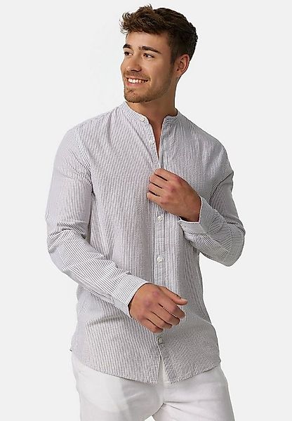 Indicode Langarmhemd Herren INCari Herrenhemd Langarm mit kurzem Stehkragen günstig online kaufen