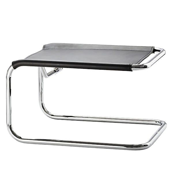 THONET Stahlrohr Fußhocker S 35 LH | Leder schwarz | Gestell verchromt günstig online kaufen