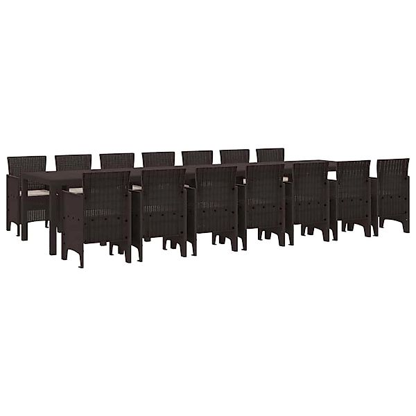 vidaXL Garten Essgruppe 15-Tlg Braun Poly Rattan 3378798 günstig online kaufen