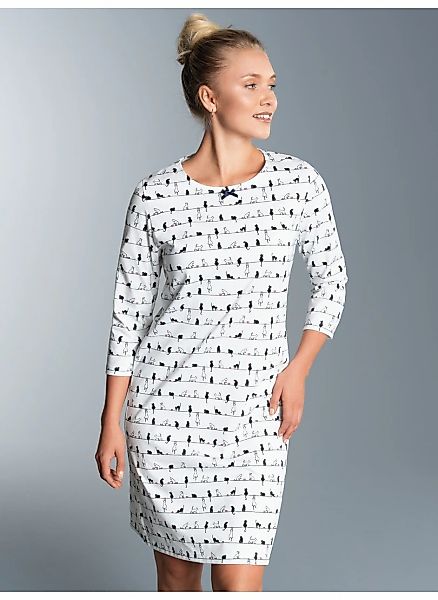 Trigema Nachthemd "TRIGEMA 3/4 Arm Nachthemd mit Katzenmotiv" 1 Stk. tlg. günstig online kaufen