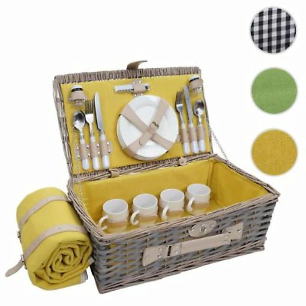 HWC Mendler Picknickkorb-Set 4 Personen grau/gelb  Kinder günstig online kaufen