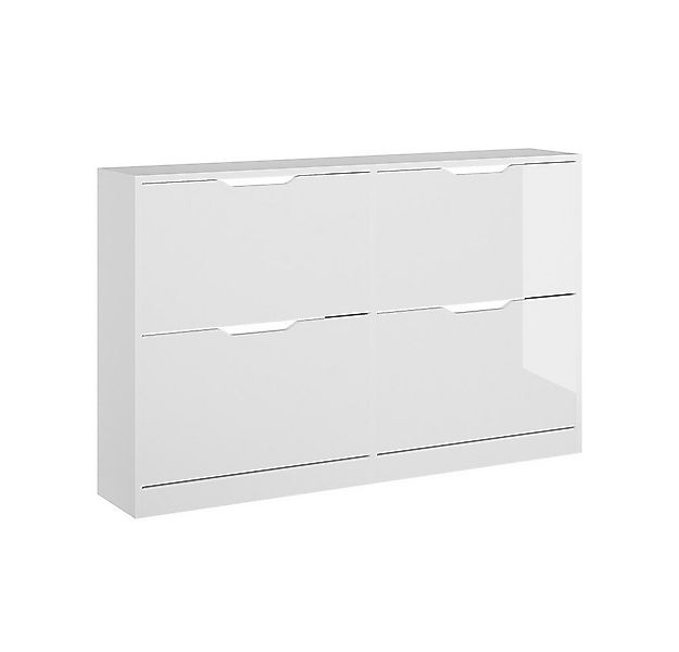 Vicco Schuhkipper Luca, Weiß/Weiß Hochglanz, 116.6 x 72.5 cm mit 4 Fächern günstig online kaufen
