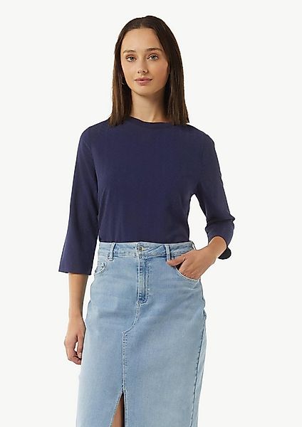 comma Kurzarmbluse Bluse Bluse aus Jacquard mit T-Shirt-Ausschnitt günstig online kaufen