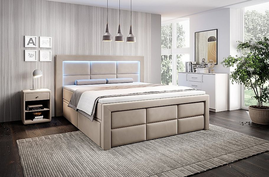 PROMETO Möbel Boxspringbett Schlafbett mit 2 Schubladen Bettkasten 180x200c günstig online kaufen