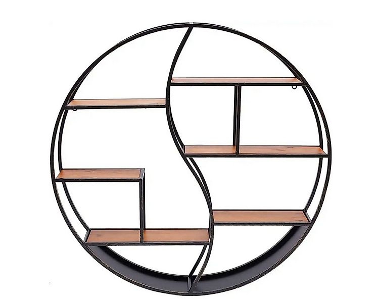 Divit Regal Wandregal rund Holz mit Metallrahmen und 6 Ablagen 68cm Durchme günstig online kaufen