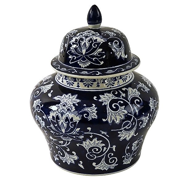 Deckelvase Mila – Porzellan, handbemalt blau-weiß, 43 cm günstig online kaufen