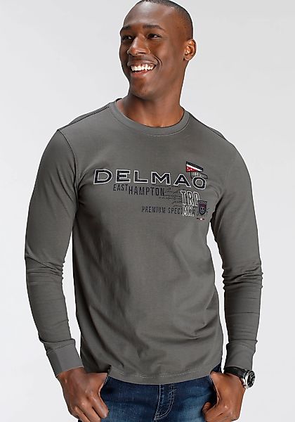 DELMAO Langarmshirt schmale Passform, bedruckt, Rundhalsausschnitt, günstig online kaufen