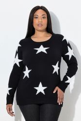 Ulla Popken Strickpullover Pullover Glitzersterne Rundhals günstig online kaufen