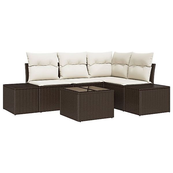 vidaXL Loungesofa 4-tlg. Garten-Sofagarnitur mit Kissen Grau Poly Rattan, 5 günstig online kaufen