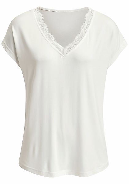 LASCANA V-Shirt "mit Spitze" aus angenehmer Viskose-Qualität günstig online kaufen
