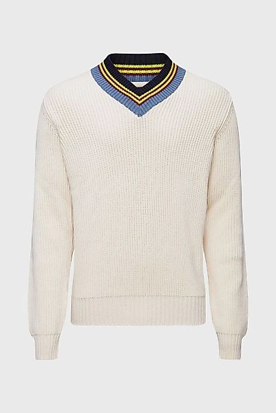 Pullover mit V-Ausschnitt aus Merino-Baumwoll Mix günstig online kaufen