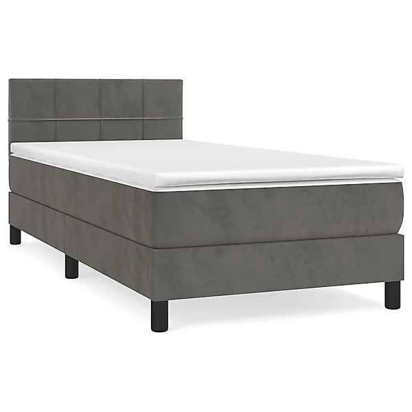 Vidaxl Boxspringbett Mit Matratze Dunkelgrau 100x200 Cm Samt günstig online kaufen