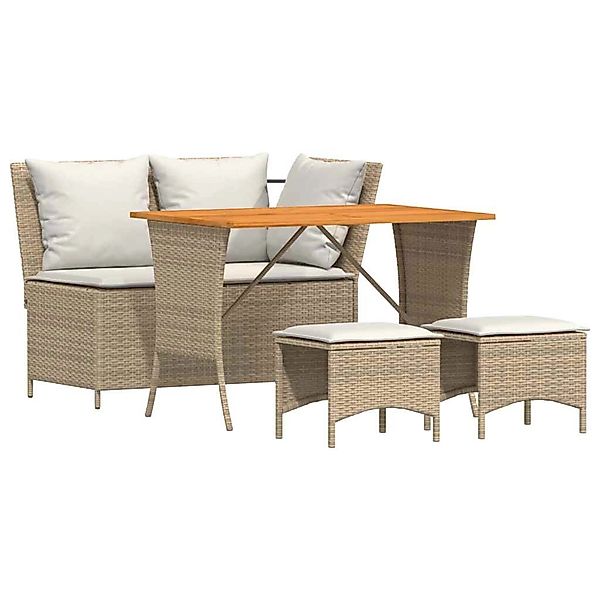 vidaXL 4-Tlg Garten-Essgruppe mit Kissen Beige Poly Rattan 4104134 günstig online kaufen