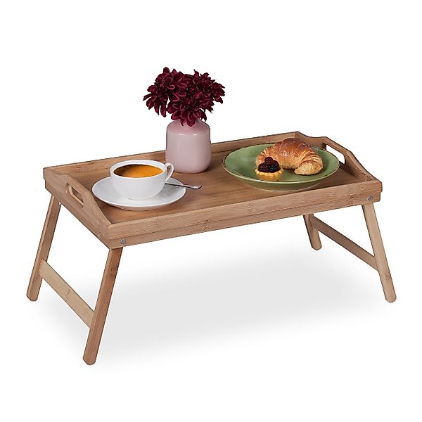 relaxdays Tabletttisch Klappbares Betttablett aus Bambus günstig online kaufen