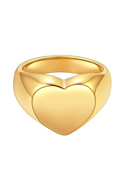 Hey Happiness Siegelring Herz 18K Vergoldet, Chunky Ring groß, Fingerring E günstig online kaufen