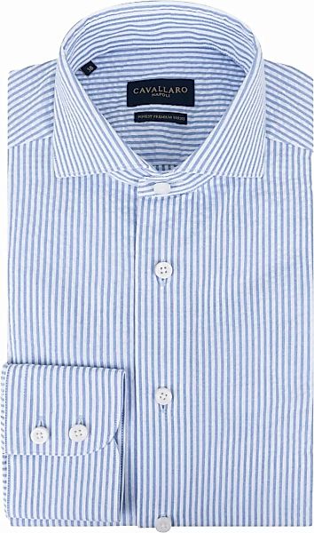 Cavallaro Fusco Hemd Streifen Hellblau - Größe 43 günstig online kaufen