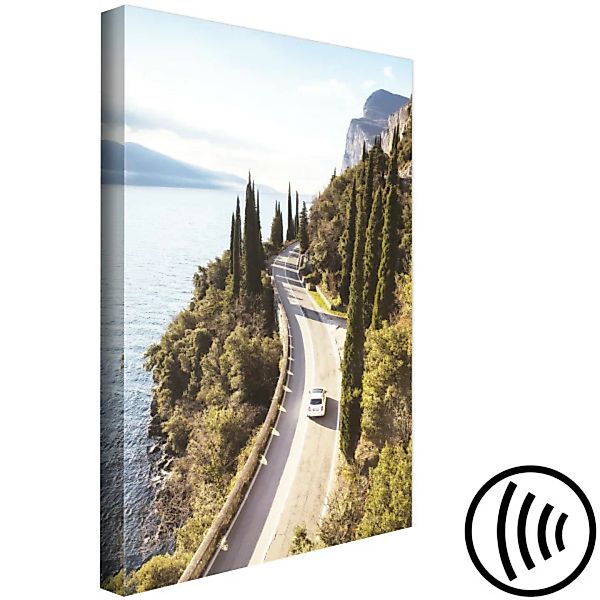 Bild auf Leinwand Blick auf den Gardasee - Landschaft mit kurviger Bergstra günstig online kaufen