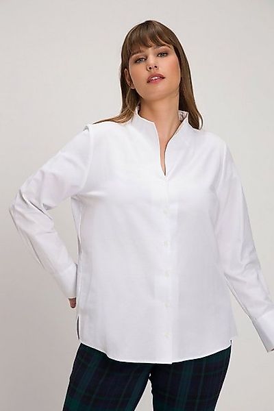 Ulla Popken Longbluse Bluse Oxford-Gewebe Kelchkragen Langarm günstig online kaufen