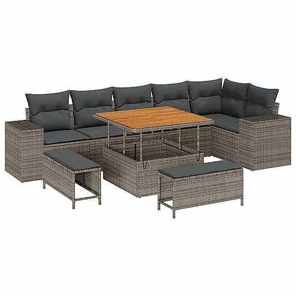vidaXL Garten-Sofa-Set 9-Tlg Grau Poly Rattan 3362018 günstig online kaufen
