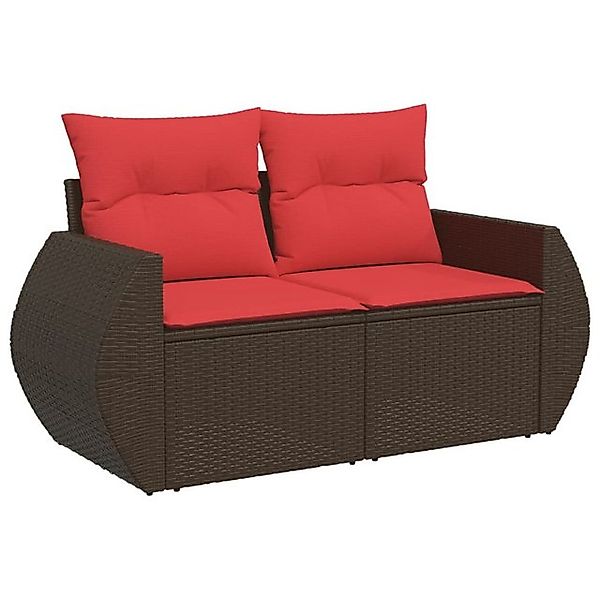 vidaXL Loungesofa Gartensofa mit Kissen 2-Sitzer Braun Poly Rattan günstig online kaufen