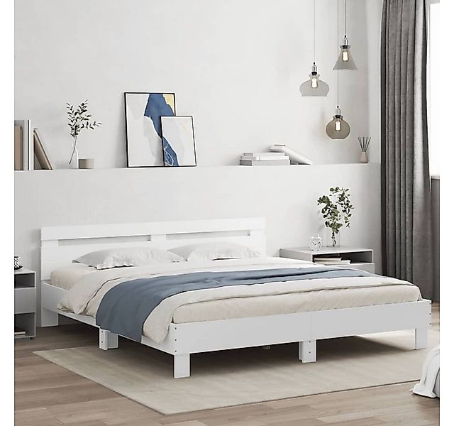 furnicato Bettgestell mit Kopfteil Weiß 160x200 cm Holzwerkstoff günstig online kaufen