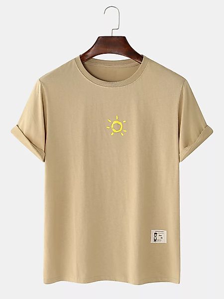 Herren einfarbig Sun Print lose Licht T-Shirts mit rundem Hals günstig online kaufen