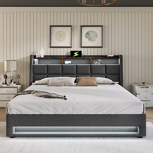 STILVORA Polsterbett Stauraumbett 140x200cm mit USB günstig online kaufen