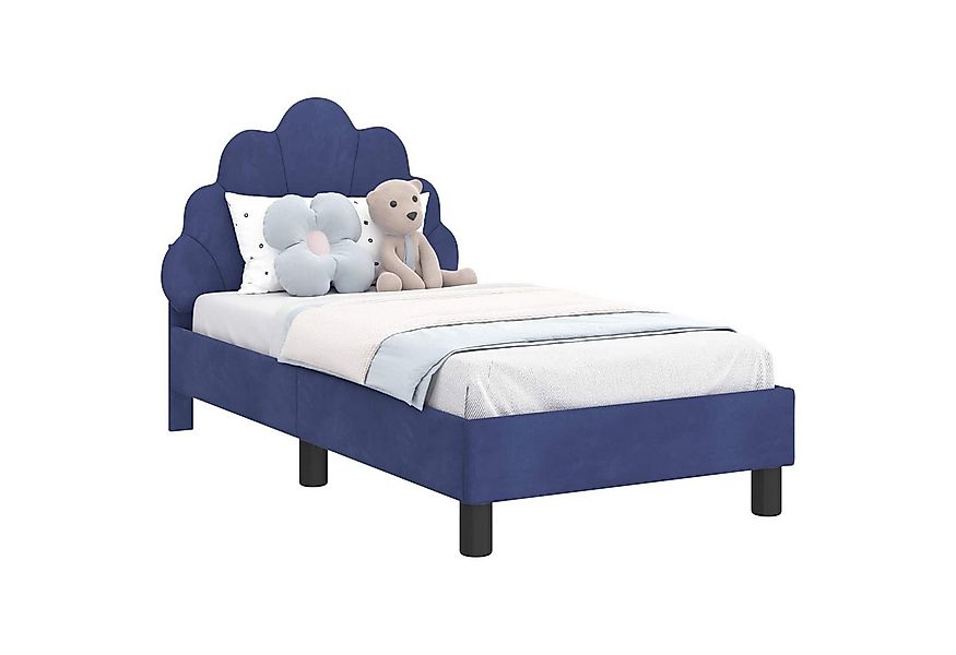 vidaXL Bett Kinderbettgestell mit Kopfteil Polizeiblau 70 x 140 cm Samt (1- günstig online kaufen