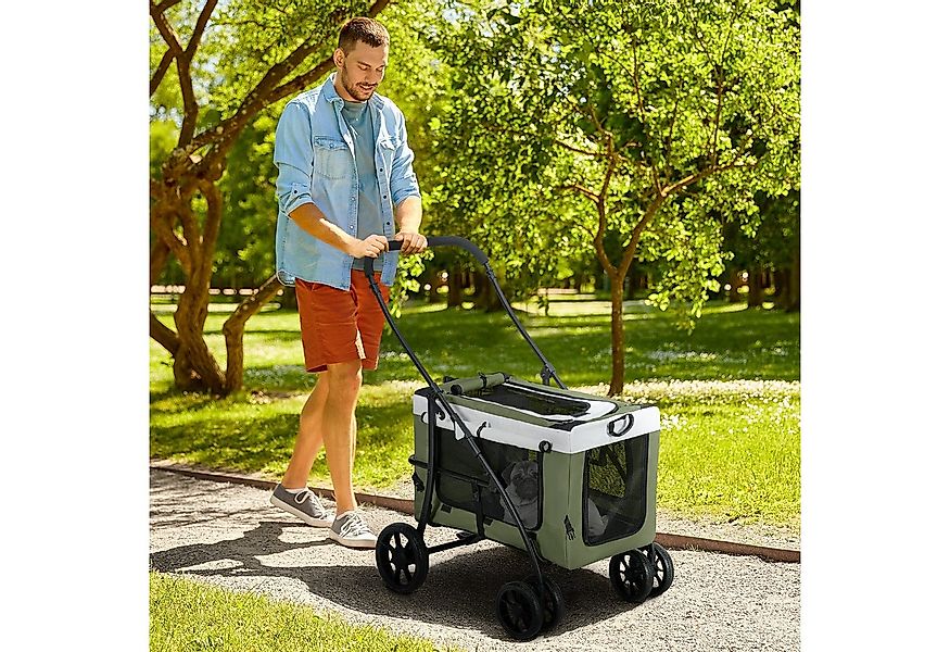 PawHut Hundebuggy 2 in 1, klappbar, mit Kissen, Netzfenstern, Türen, Aufbew günstig online kaufen