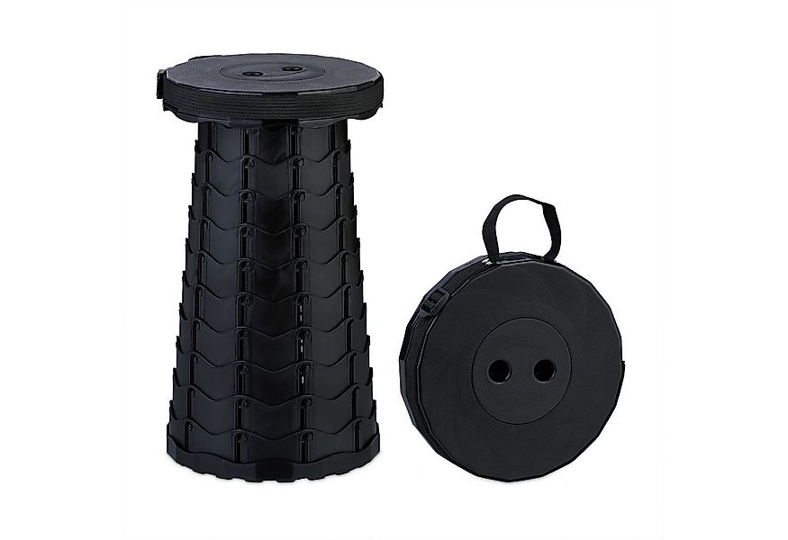 relaxdays Campinghocker Teleskophocker Camping, schwarz günstig online kaufen