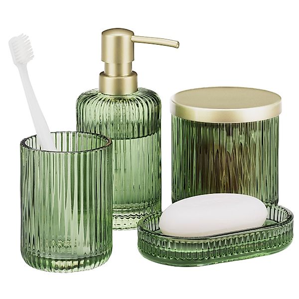 Navaris Badaccessoire-Set Navaris Badezimmer Set - 4-teiliges Glas Badezimm günstig online kaufen