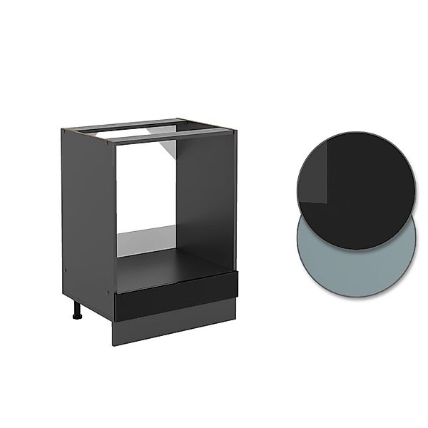 Vicco Herdumbauschrank R-Line Schwarz Hochglanz/Anthrazit 60 cm AP Eiche günstig online kaufen