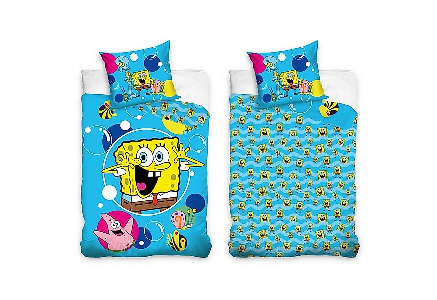 MTOnlinehandel Kinderbettwäsche SpongeBob Schwammkopf 135x200 + 80x80 cm, 1 günstig online kaufen