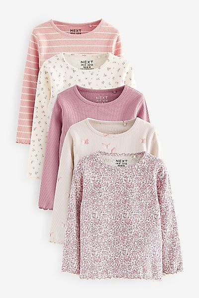 Next Langarmshirt 5er-Pack gerippte Langarmoberteile (5-tlg) günstig online kaufen