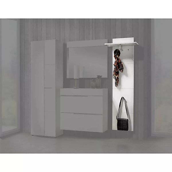 Garderobenpaneel Mailand weiß weiß Hochglanz B/H/T: ca. 60x183x30 cm günstig online kaufen