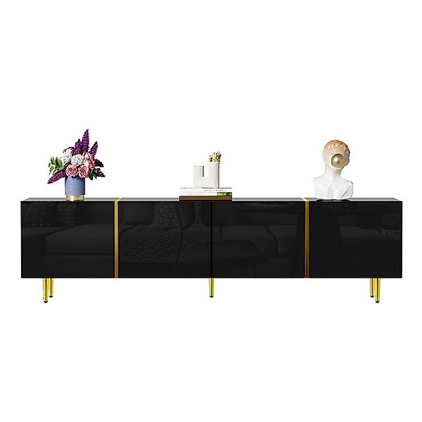 OKWISH Lowboard Hochglanz-TV-Schrank (Fernsehtisch,TV-Ständer in Schwarz-Go günstig online kaufen