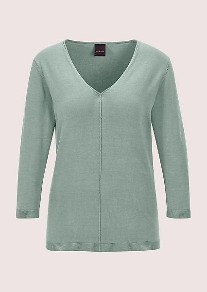 MADELEINE Longpullover "Strickpullover Schlichter Baumwollpullover mit V-Au günstig online kaufen