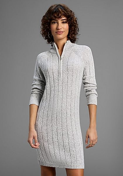 Laura Scott Strickkleid mit Troyer-Ausschnitt in Rippstrick - NEUE KOLLEKTI günstig online kaufen