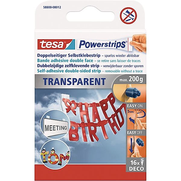 tesa Klebehaken tesa POWERSTRIPS® Doppelseitiger Klebestreifen Transparent günstig online kaufen