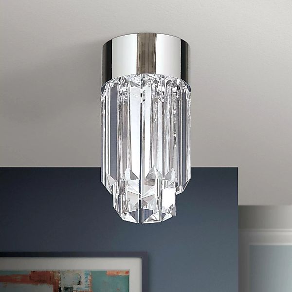 LED-Deckenleuchte Prism, Kristallglas, Ø10cm chrom günstig online kaufen