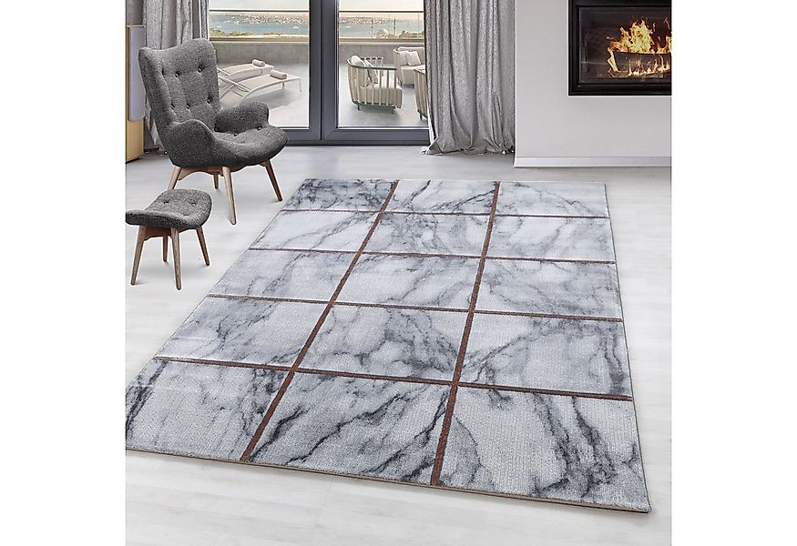 SIMPEX24 Designteppich Marmor Design, Läufer, Höhe: 12 mm, Kurzflor Teppich günstig online kaufen