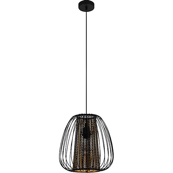 Eglo Pendelleuchte Curasao 1-flammig Schwarz-Gold Ø 33,5 cm günstig online kaufen